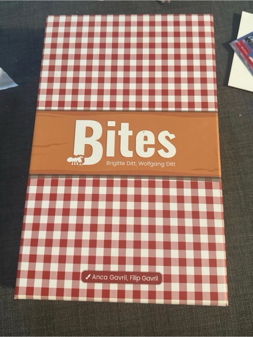 Bites Cookbook with Red Gingham Cover